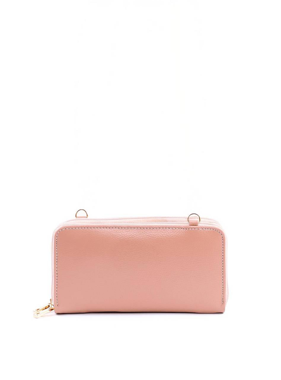 Carteira Feminina Clássica com 2 zippers e Alça Removível - Nude CAI-953 - NU