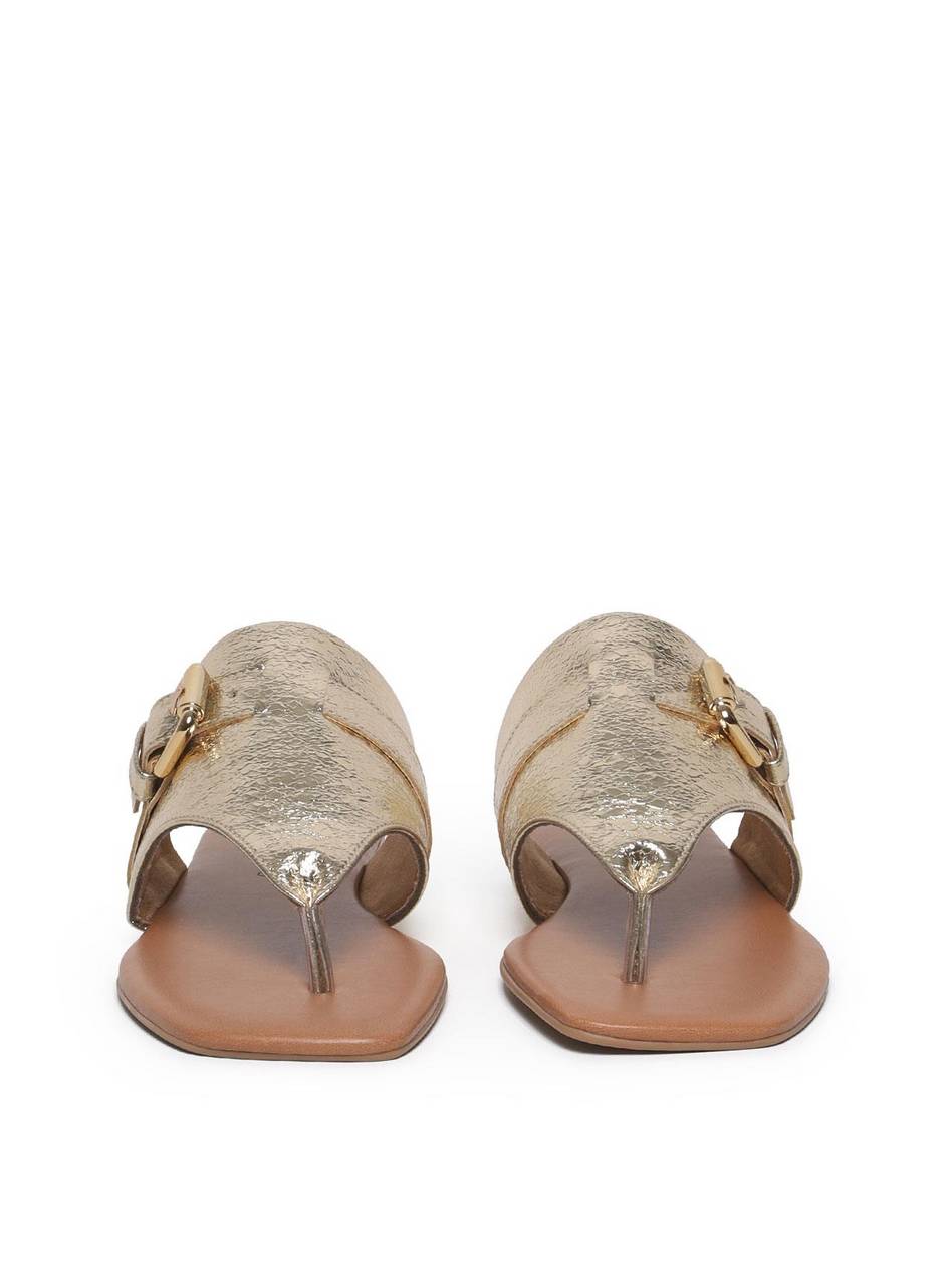Sandália Feminina Rasteira Fivela - Ouro SDI-11601 - AU