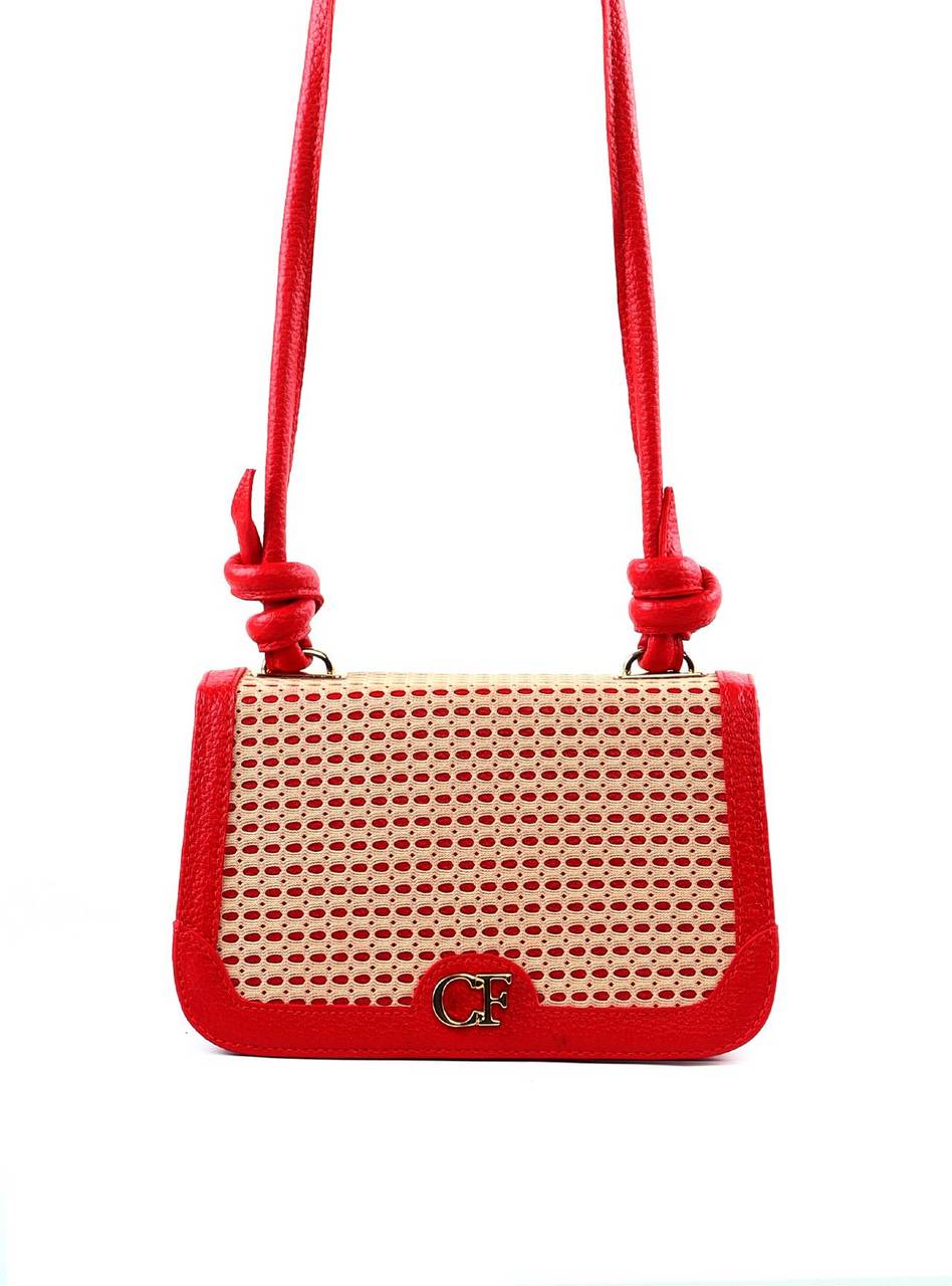 Bolsa Satchel Detalhe Tela Frontal Alça Nó - Vermelha BSI-6378 - VE