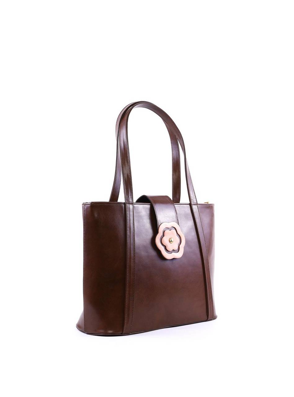 Bolsa Tote com Flor Frontal - Cacau BSI-6359 - CA