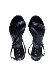 Sandália com Salto Dourado e Tira Lateral - Preta SDI-11900 - PR