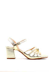 Sandália Salto Bloco Detalhe Drapeado - Ouro SDI-11977 - AU