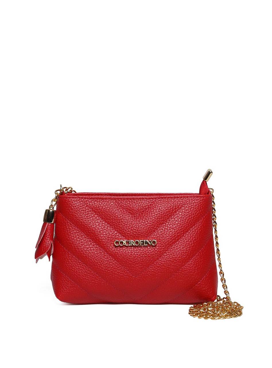 Bolsa Clutch Sintética Tiracolo com Detalhes em Costura - Vermelha BSI-5961 - VE