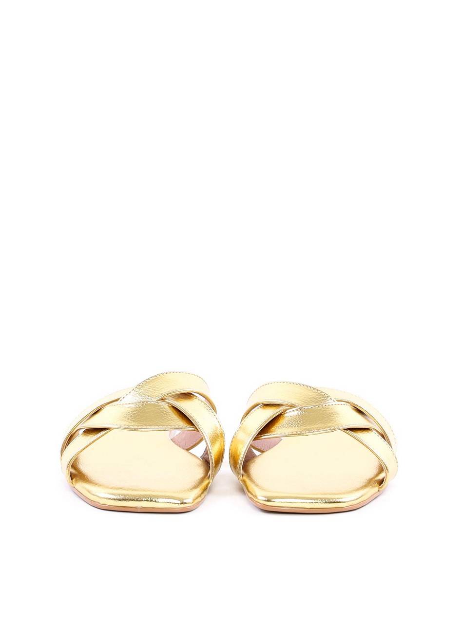 Rasteira com Tiras Largas Entrelaçadas - Ouro SDI-11917 - AU