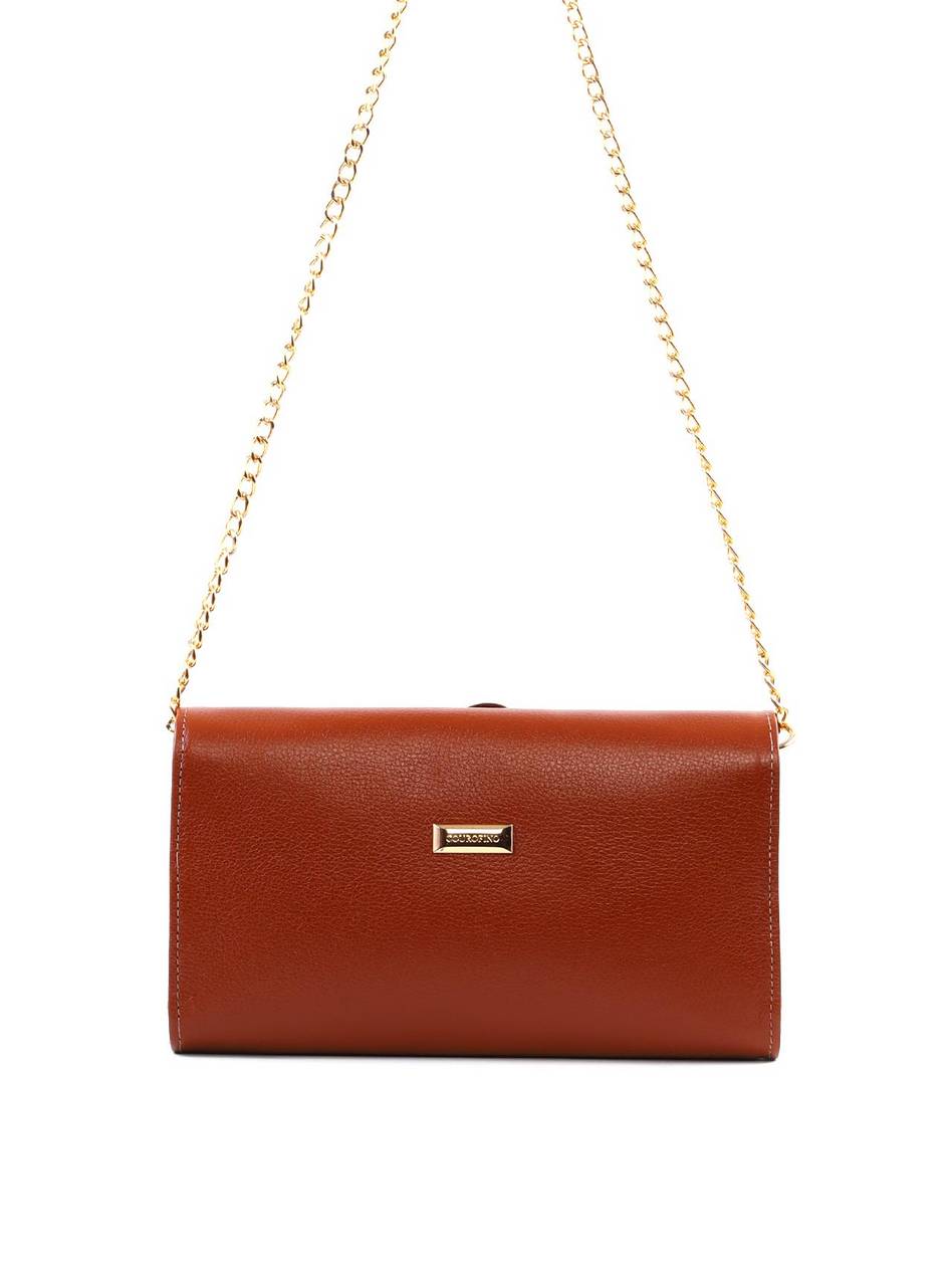 Bolsa Clutch Retangular Enfeite Flor Alça Corrente - Castor BSI-6372 - CS