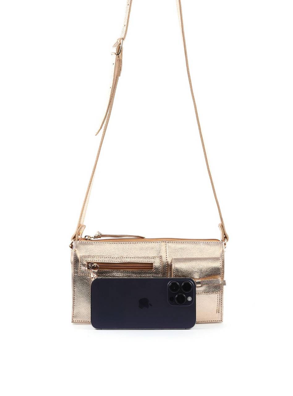Bolsa Transversal Retangular Laço - Ouro BSI-6383 - AU