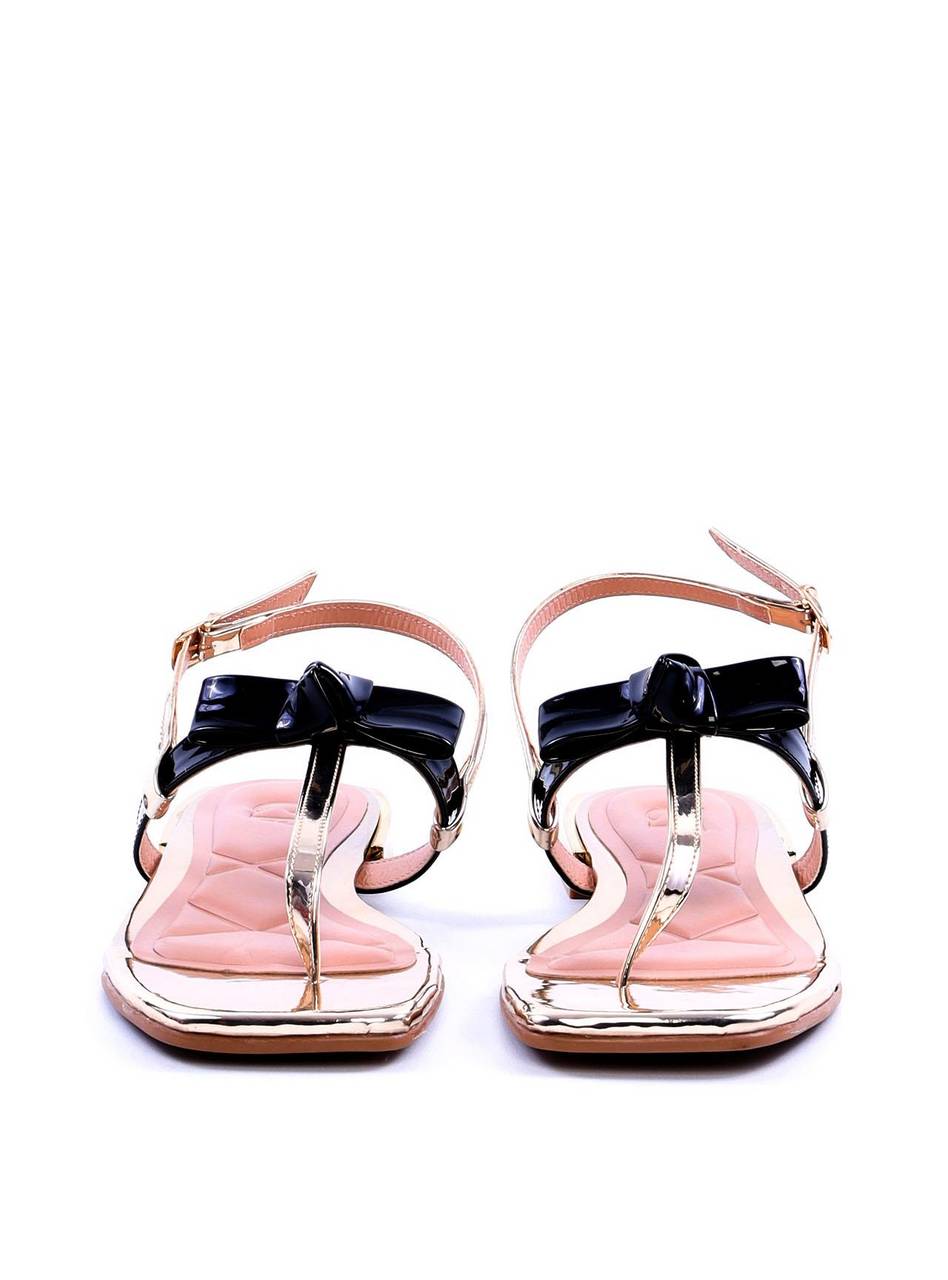 Sandália Rasteira com Detalhe de Laço - Ouro SDI-11747 - AU