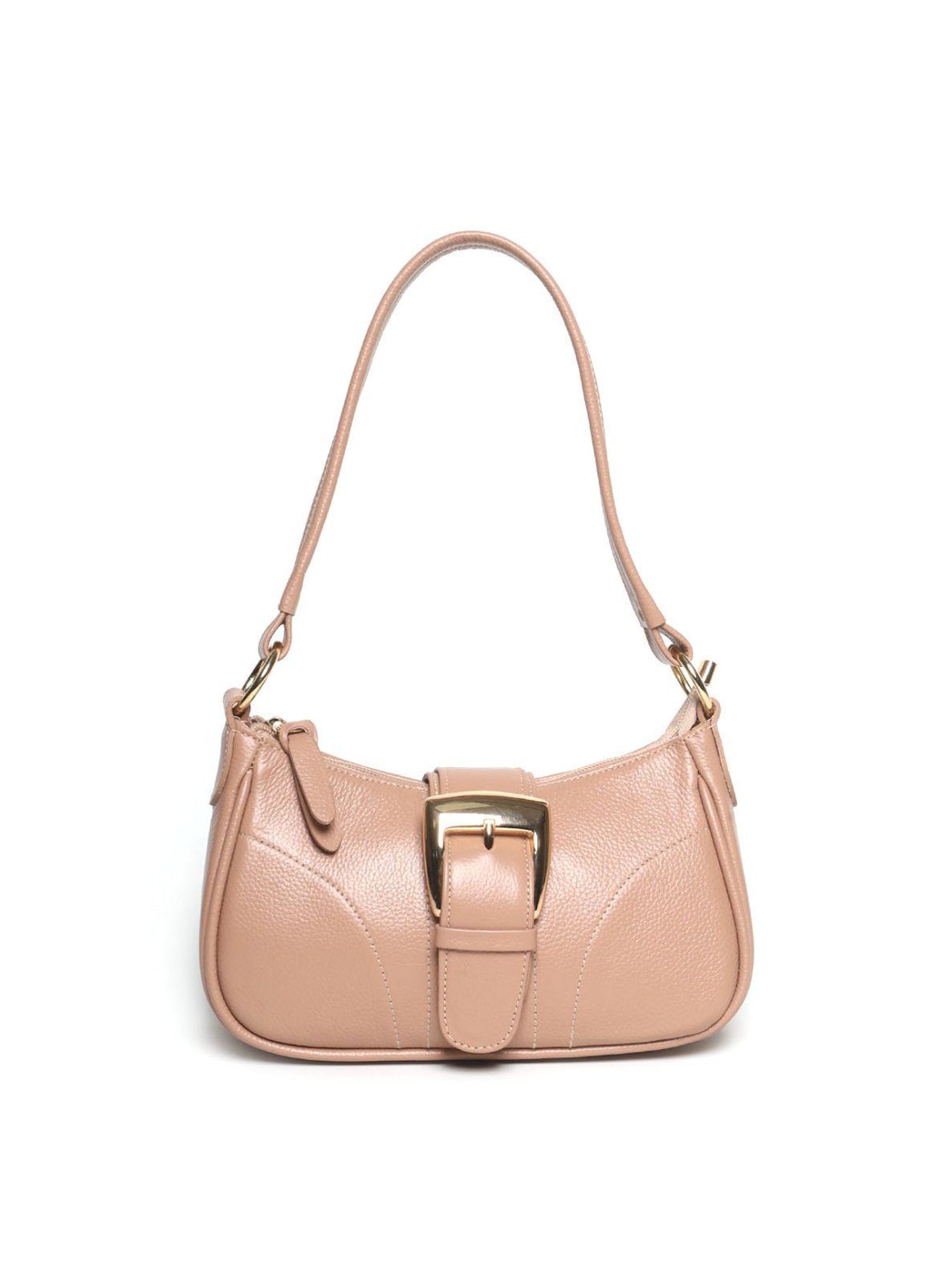 Bolsa Baguette Pequena Couro Fivela Grande Nude BSI-5879 - NU