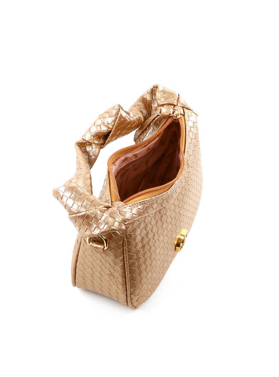 Bolsa Hobo Tressê com Nó na Alça - Ouro BSI-6395 - AU