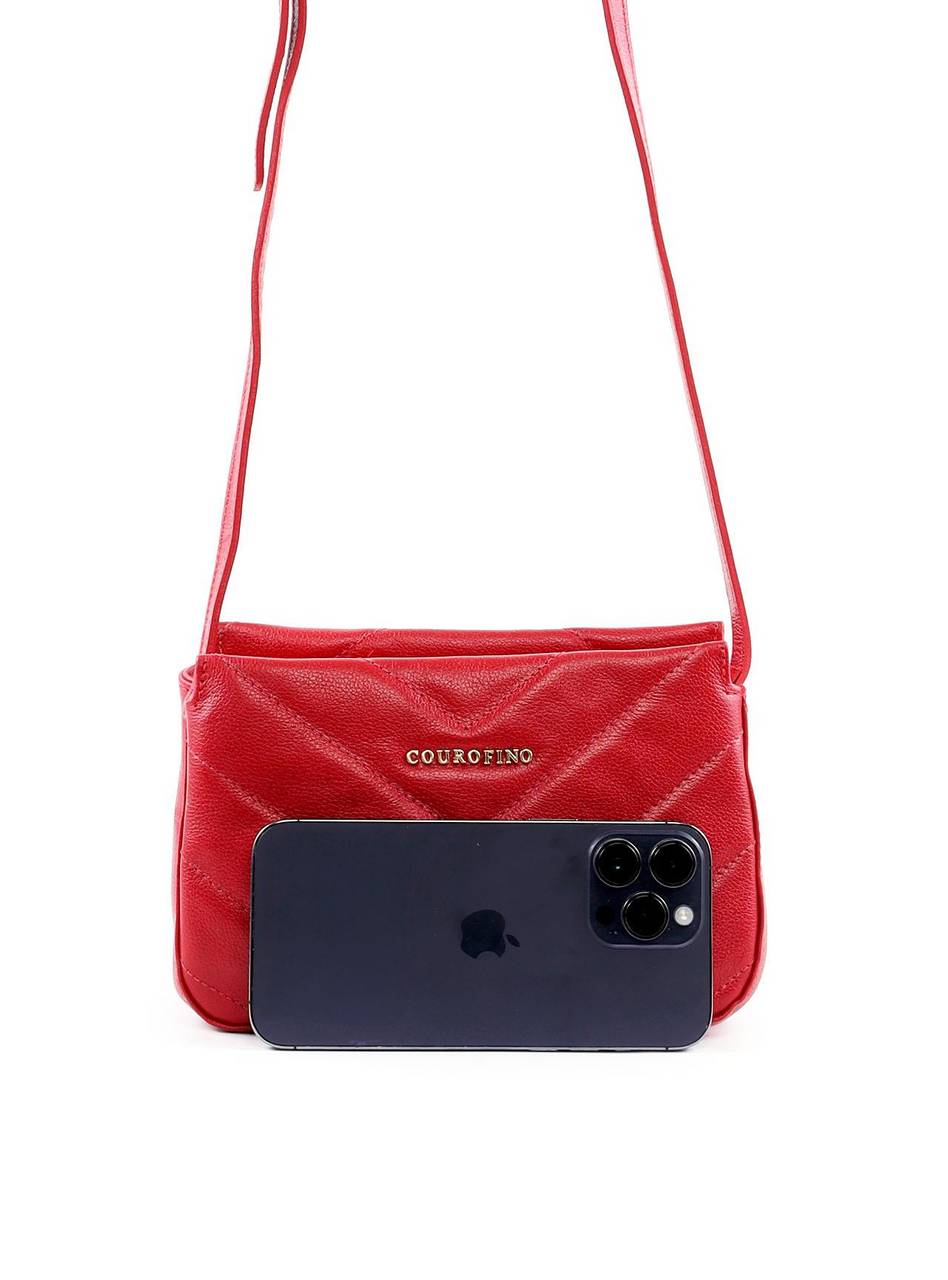 Bolsa Tote Transversal com Matelassê em V - Vermelha BSI-6437 - VE