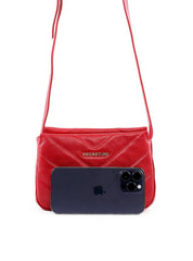 Bolsa Tote Transversal com Matelassê em V - Vermelha BSI-6437 - VE