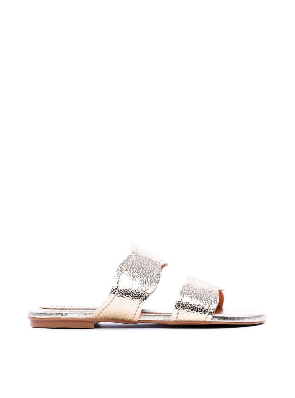 Sandália Rasteira com Tiras Onduladas - Ouro SDI-11706 - AU