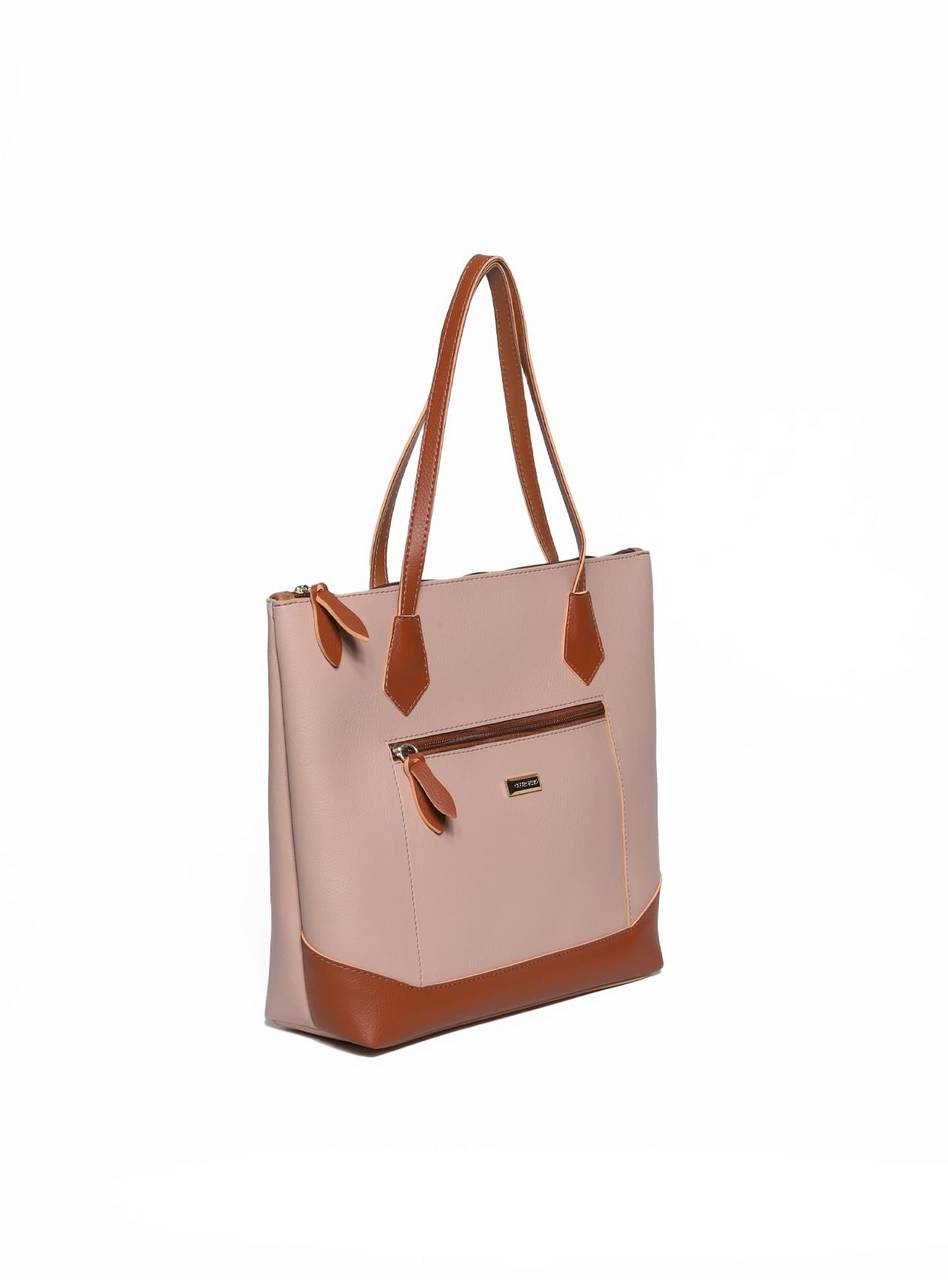 Bolsa Feminina Zíper Puxador Detalhes Recortes Nude BSI-5979 - NU