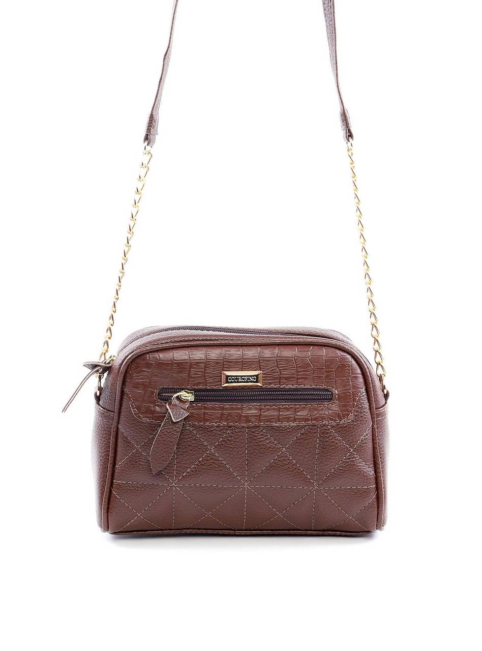 Bolsa Baú Transversal com Costuras - Cacau BSI-6106 - CA