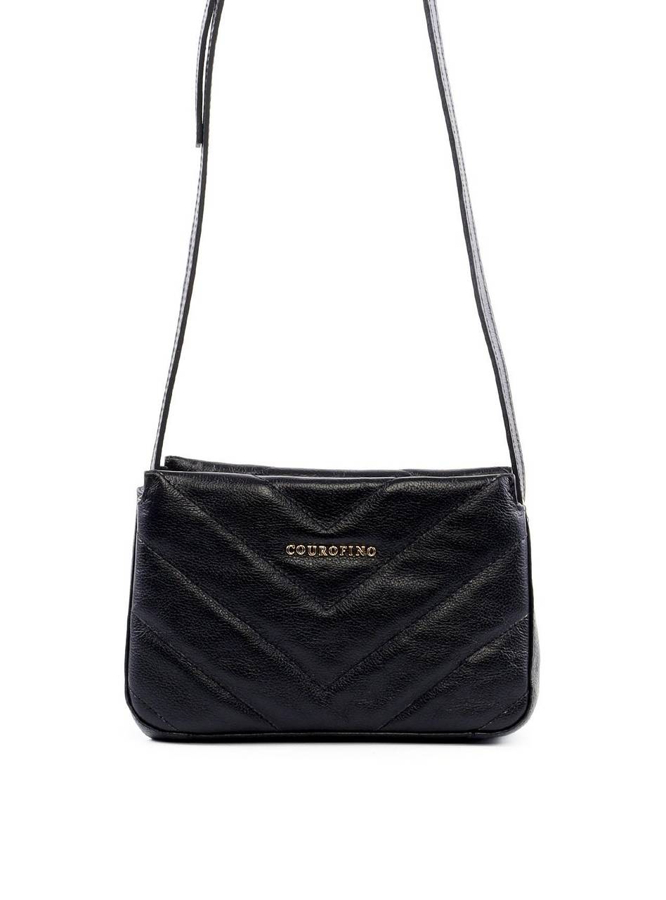 Bolsa Tote Transversal com Matelassê em V - Preta BSI-6437 - PR