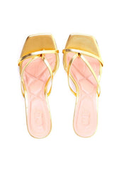 Sandália Bloco com Tiras Entrelaçadas - Ouro SDI-11939 - AU