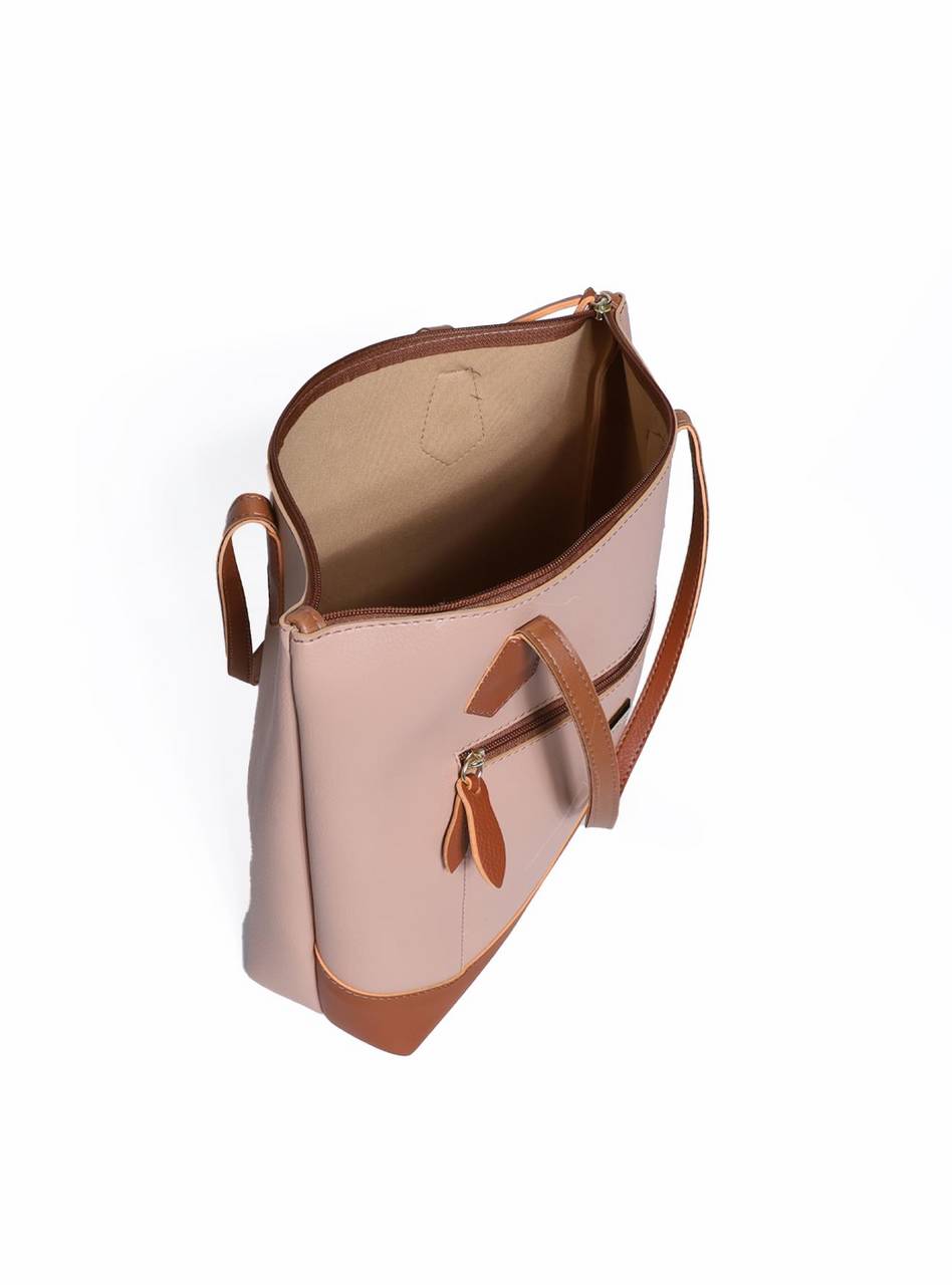 Bolsa Feminina Zíper Puxador Detalhes Recortes Nude BSI-5979 - NU