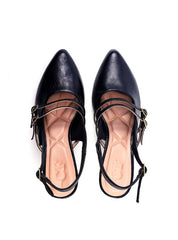 Scarpin Slingback com Fivelas Laterias - Preta SDI-11737 - PR