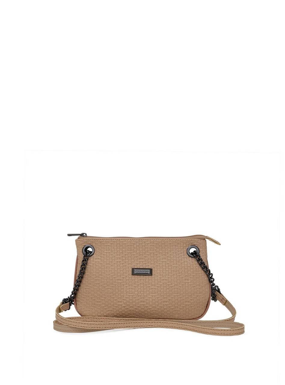 Bolsa Clutch Alça Transversal Corrente Nude BSI-5095 - NU