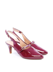 Scarpin Slingback Salto Kitten e Fivelas - Vinho SDI-11759 - VI