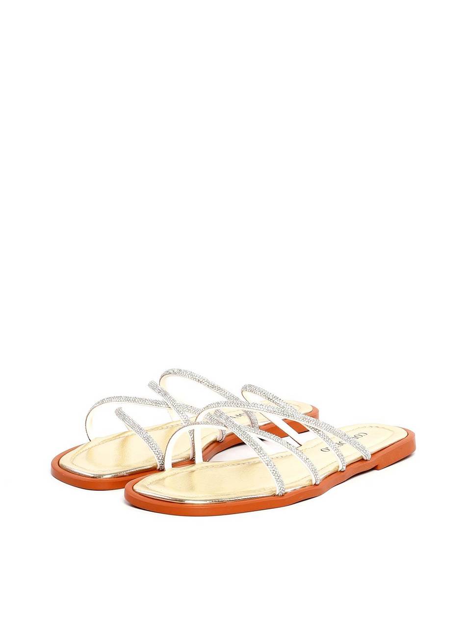 Rasteira com Tiras de Strass Entrelaçadas - Ouro SDI-11955 - AU