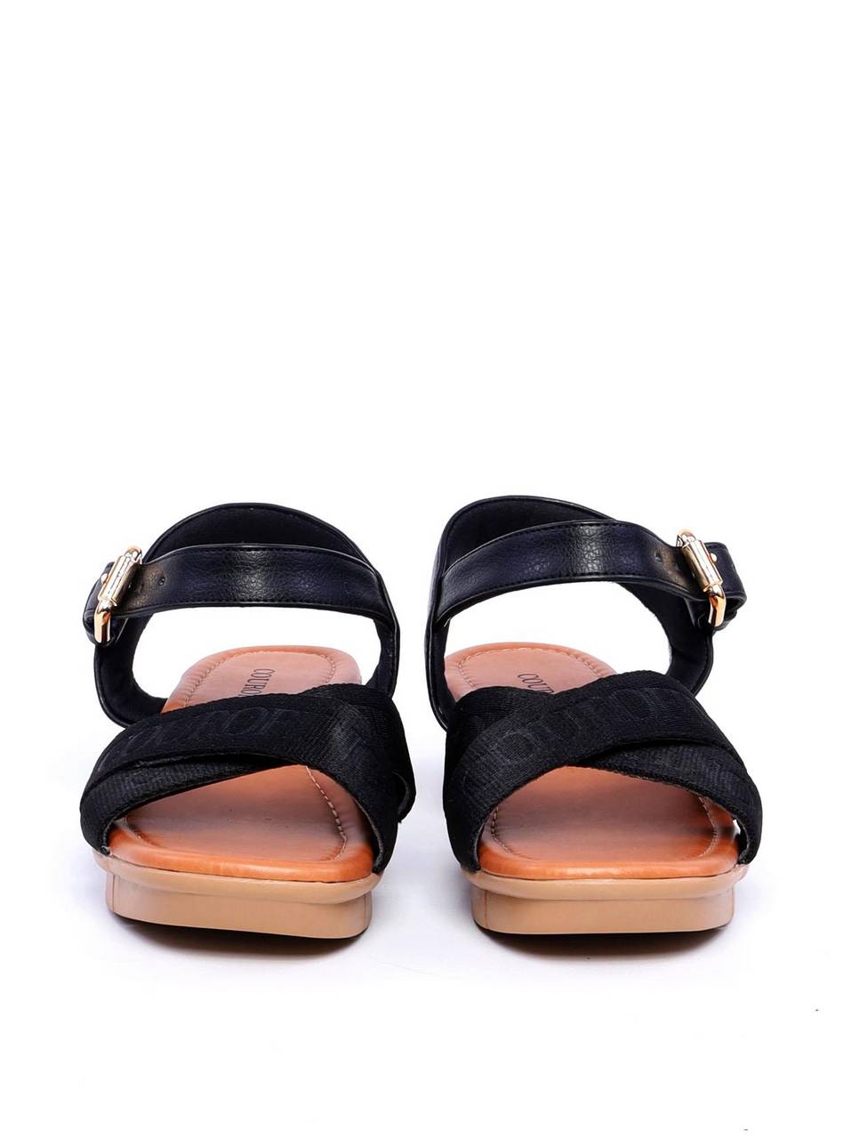 Sandália Feminina Anabela Confort com Tiras Cruzadas - Preta SDI-11694 - PR