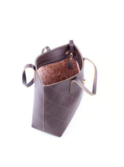 Bolsa Shopper Tiracolo Metalasse com Detalhes de Costura - Cacau BSI-6064 - CA