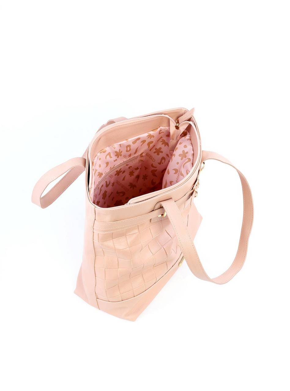 Bolsa Shopper em Tressê com Detalhe de Cinto - Nude BSI-6211 - NU