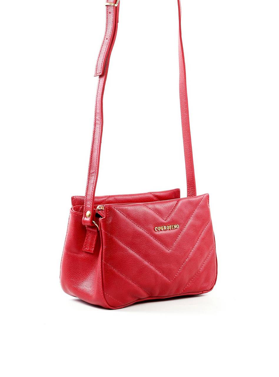 Bolsa Tote Transversal com Matelassê em V - Vermelha BSI-6437 - VE
