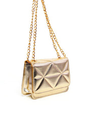 Bolsa Satchel Metalassê com Alça Transversal - Ouro BSI-6286 - AU