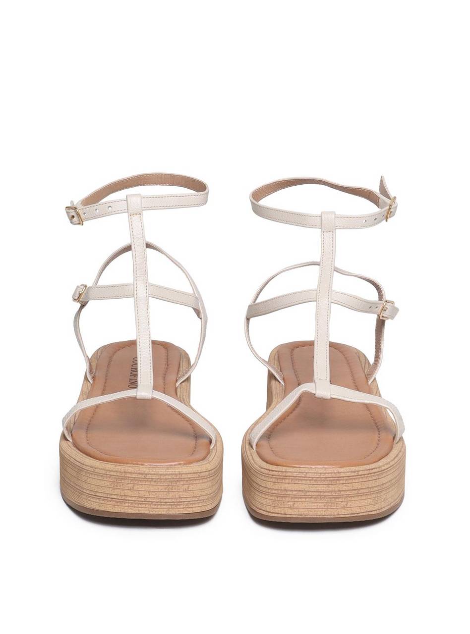 Sandália Feminina Couro Plataforma Salto Fachetado - Fenno SDI-11560 - FE