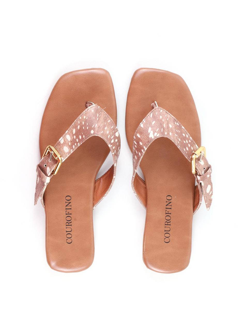 Rasteira com Tiras de Dedo e Fivela - Animal Print SDI-12180AP