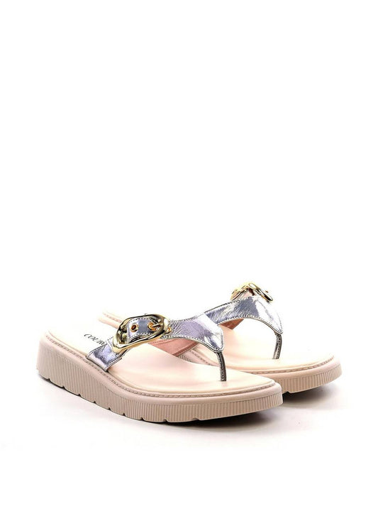Sandália Flatform Dedo com Fivela - Prata SDI-11757 - PT