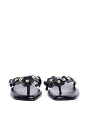 Rasteira de Dedo com Mini Flores - Preta SDI-11821 - PR