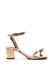 Sandália Salto Bloco com Laços - Ouro SDI-11748 - AU