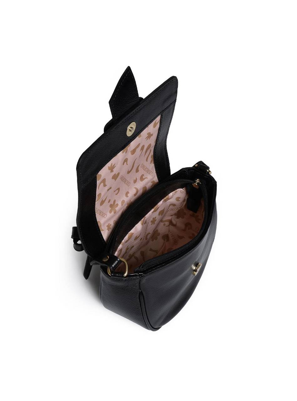 Bolsa Saddle Pequena Couro Transversal Preta BSI-5936 - PR