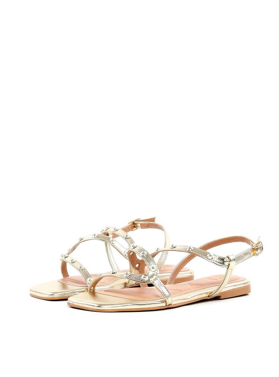 Rasteira de Tiras com Tachas - Ouro SDI-11904 - AU