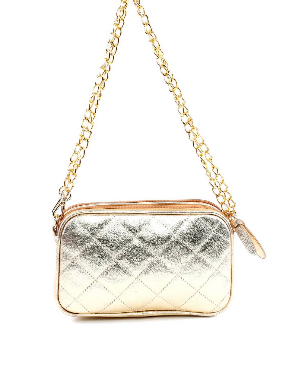 Bolsa Cluthc Tranversal em Metalasse - Ouro BSI-6118 - AU