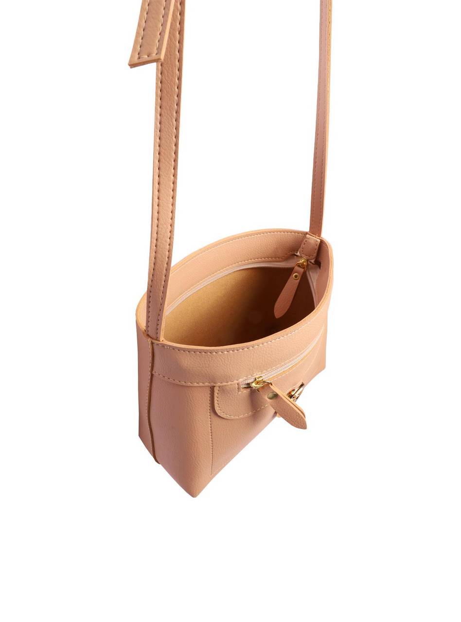 Bolsa Feminina Transversal com Ziper Nude BSI-5783 - NU