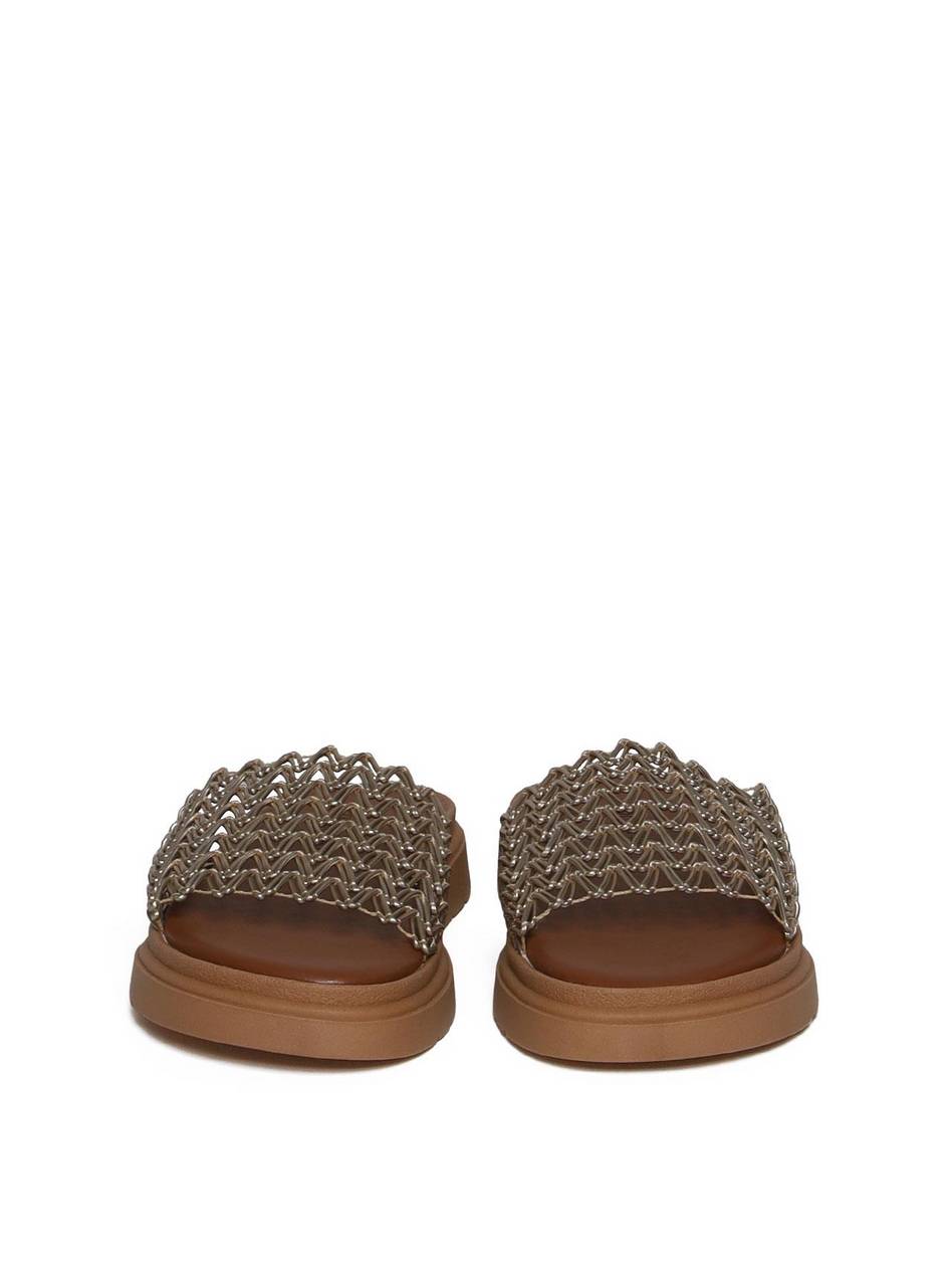 Sandália Flatform Slide com Tiras Tramadas - Ouro SDI-11654 - AU