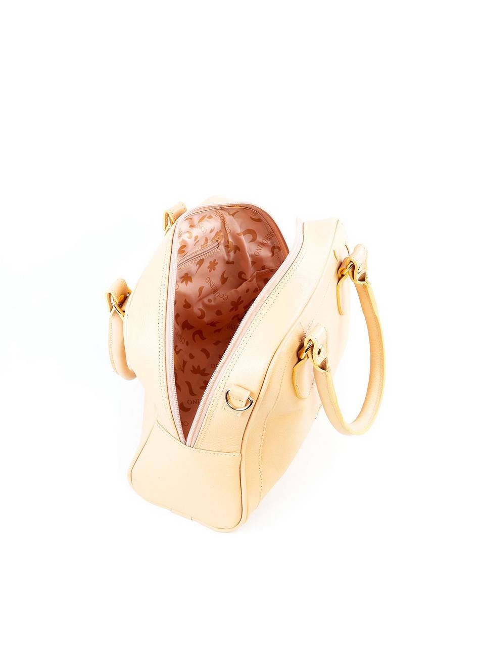 Bolsa Baú com Recortes e Alça Dupla - Nude BSI-6442 - NU