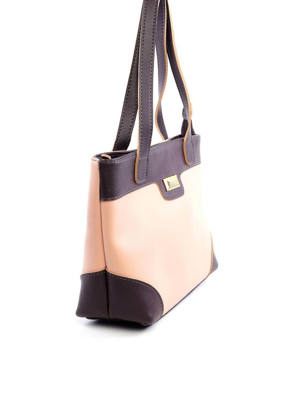 Bolsa Tote Costuras Laterais Bicolor - Nude BSI-6102 - NU