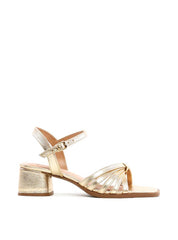 Sandália de Salto Bloco com Tiras Cruzadas - Ouro SDI-12159 - AU