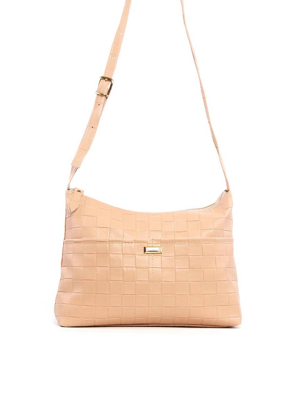 Bolsa Hobo Transversal em Tressê - Nude BSI-6123 - NU