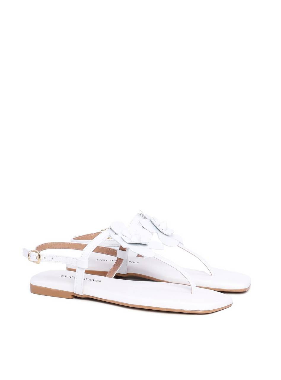 Rasteira de Dedo com Fivela e Flor - Branca SDI-11847 - BR