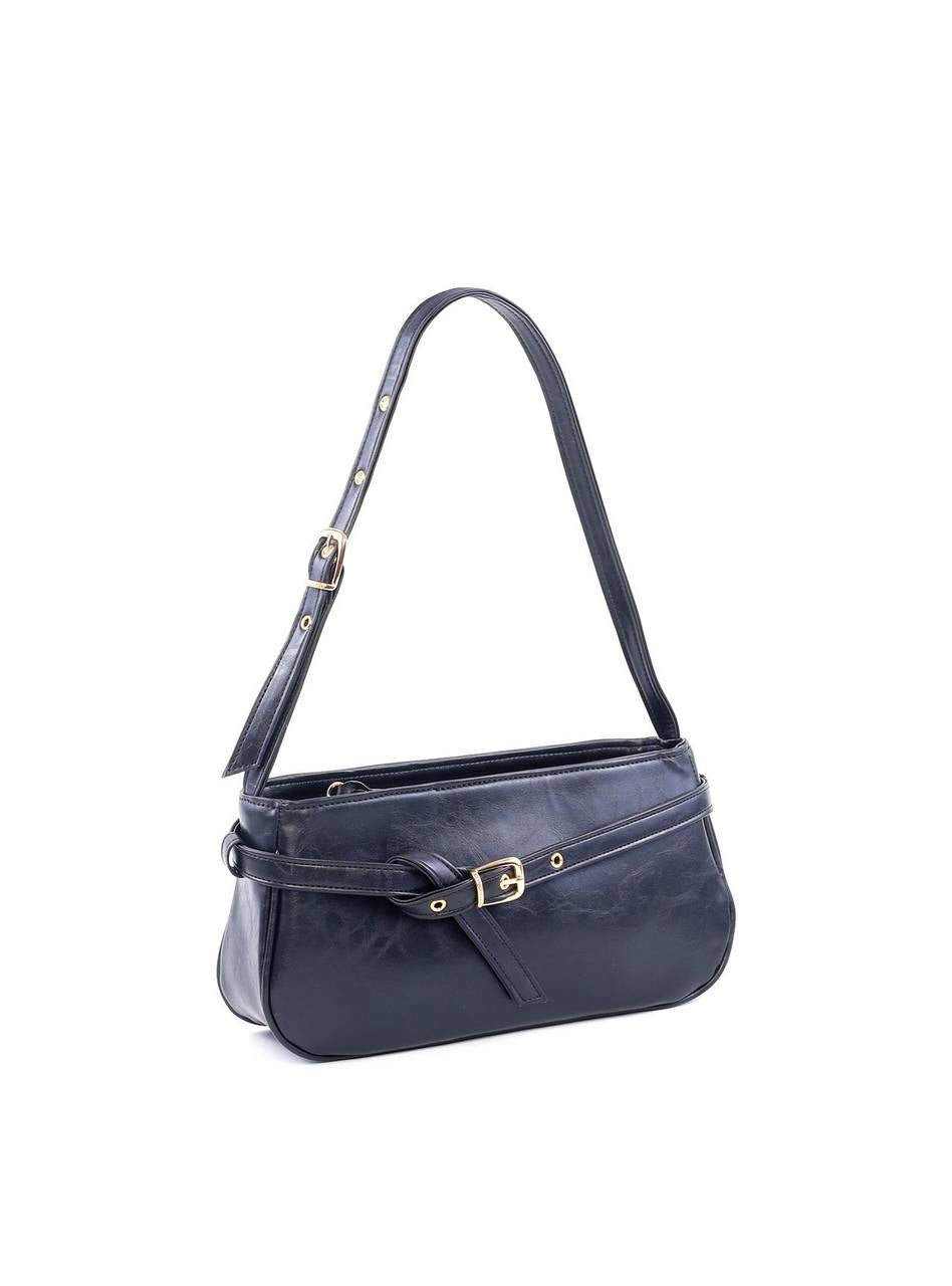 Bolsa Baguette com Detalhe de Cinto - Preta BSI-6151 - PR