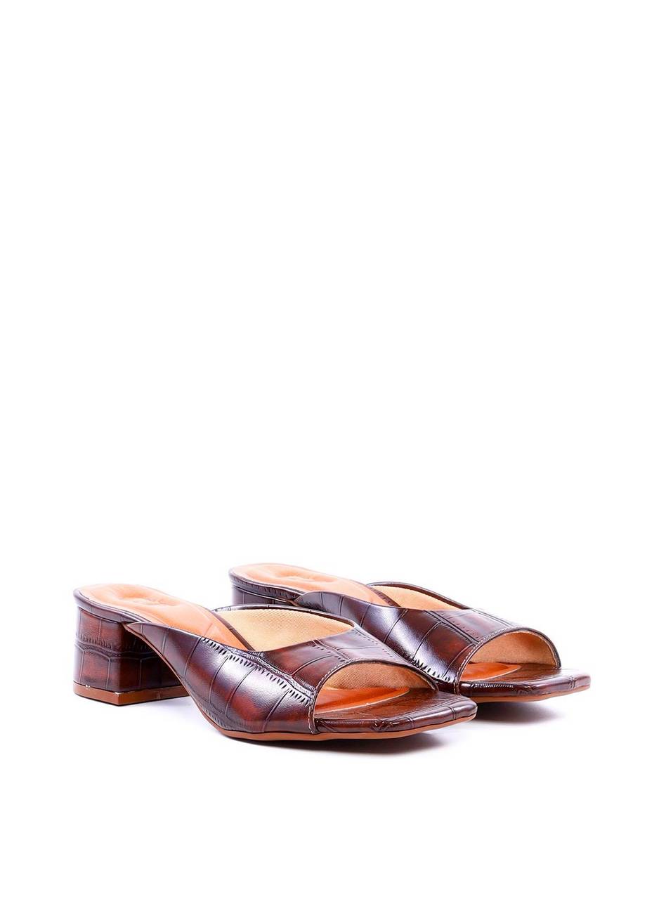 Tamanco com Salto Bloco Maxi Croco - Cacau SDI-11985 - CA