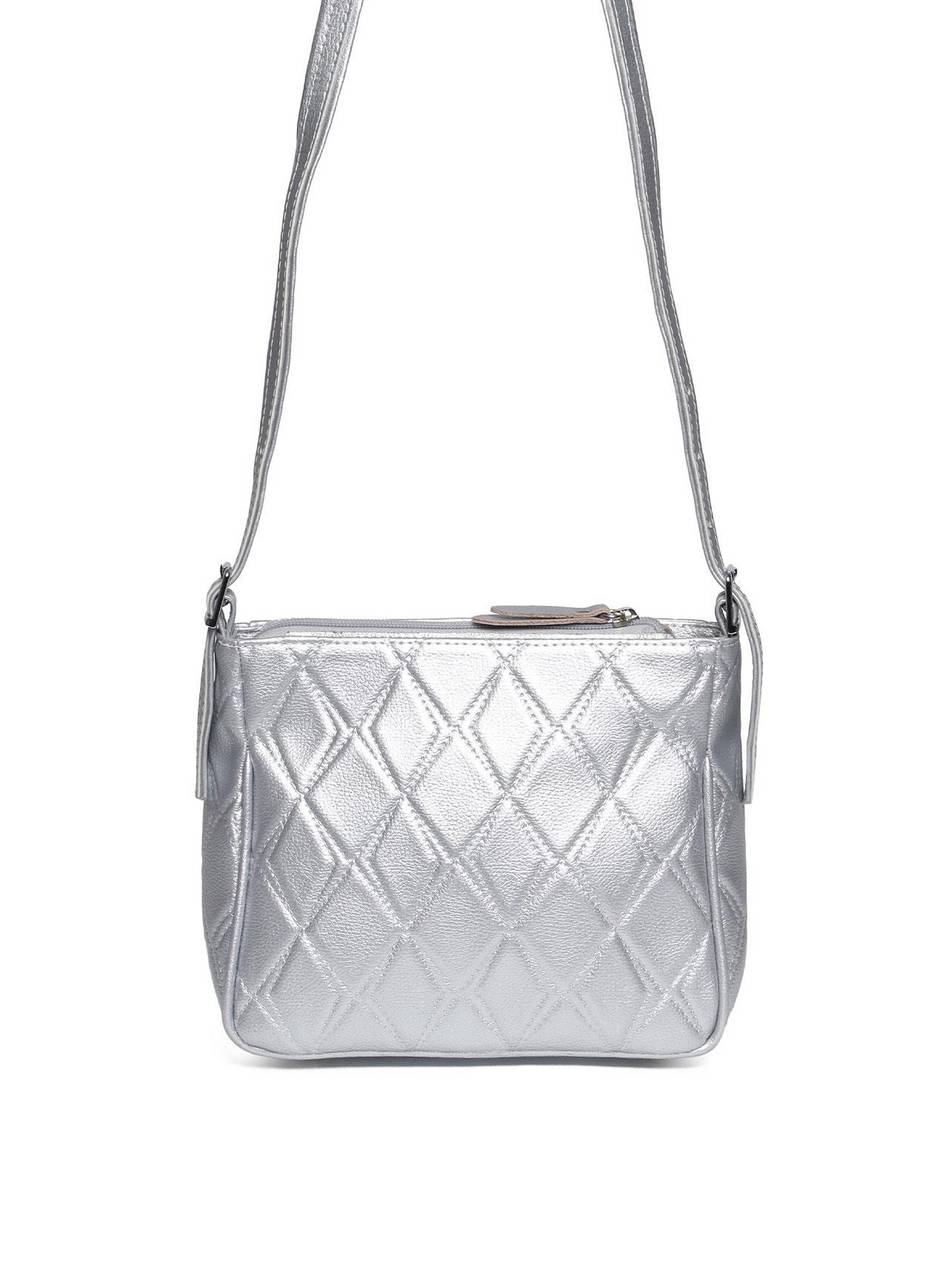 Bolsa Carteiro Transversal Regulável Zíper Frontal Prata BSI-5658 - PT