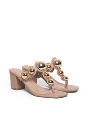 Sandália Feminina Tamanco Salto Bloco - Nude SDI-11563 - NU