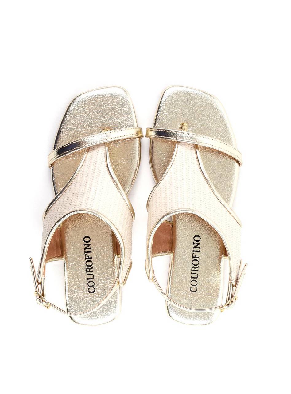 Rasteira em Palha com Tira Fina - Ouro SDI-11940 - AU